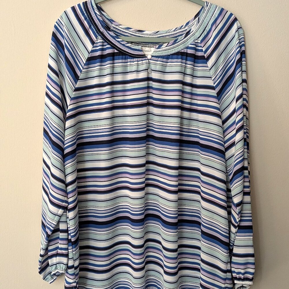 CJ Banks Women's Striped Long Sleeve Blouse – Size 1X